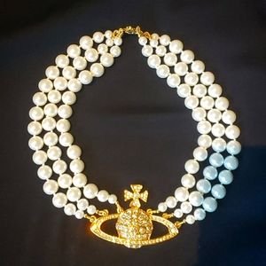 Vivienne Westwood Triple Gold Pearl Necklace